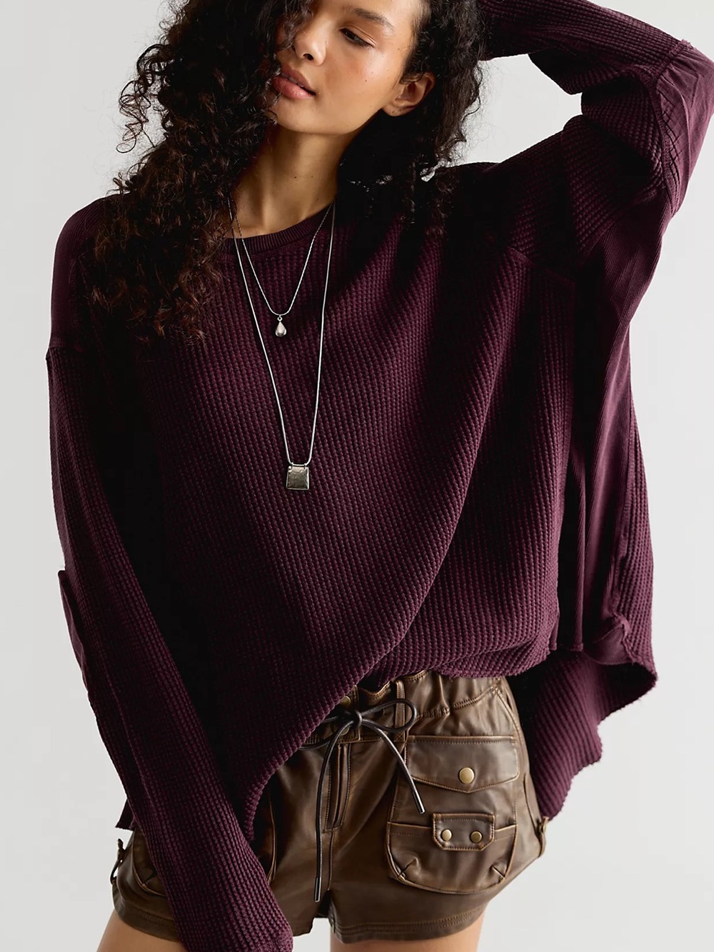 Free People FP One Blake Thermal Oversized Waffle Top XS